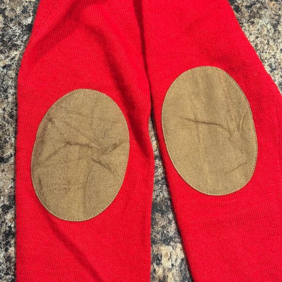 J Crew Sweater Wool Rabbit Elbow Patch Preppy Academia Buttons Red Brown XXS - Picture 8 of 10